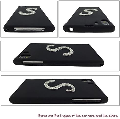Us-Trendsss 3D Rhinstone Crystals initial/Alphabet/Character Black silicone Soft Case for Xperia Z1 (W)