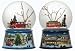 Set of 2 Musical Street Scene Christmas Snow Globe Glitterdomes 6