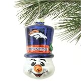 Denver Broncos Top Hat Snowman Blown Glass Ornament
