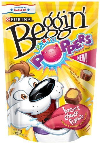 Purina Beggin Party Poppers Dog Snacks - Bacon & Cheese Flavored - Net Wt. 7 OZ (198 g) Each - Pack of 2
