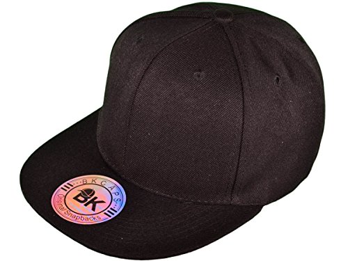 BK Caps Unisex Flat Bill Blank/Plain Snapback Hat with Matching Color Underbill