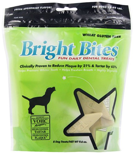 Bright Bites Daily Dental Dog Treats, Fresh Spearmint, Medium (4 Packs of 8 Treats)