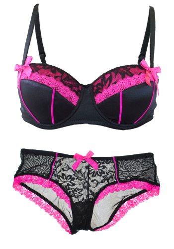 2 Pack: Bra and Panty Set Satin and Lace Multiple Colors (Apparel)