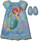 Little Mermaid "Watch Me Sparkle" Ruffled, nightgown w/ slippers for toddler girls