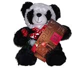 Godiva Valentine's Day Plush Panda Bear with Chocolate Dipped Strawberry Godiva Bar