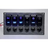 Amarine-made 6 Gang Laser Etched 2 LED Rocker & Circuit Breaker Waterproof Marine Boat Rv Switch Printing Panel - PN-AP6J