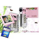 SVP T900 HD 720p Ultra-Slim Pink DIGITAL CAMCORDER+CAMERA+MP3/MP4 w/ 270 degree flip LCD + HDMI-out cable w 2GB