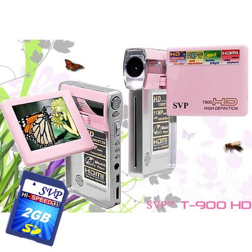 SVP T900 HD 720p Ultra-Slim Pink DIGITAL CAMCORDER+CAMERA+MP3/MP4 w/ 270 degree flip LCD + HDMI-out cable w 2GB SVP T900 HD 720p Ultra-Slim Pink DIGITAL CAMCORDER+CAMERA+MP3/MP4 w/ 270 degree flip LCD + HDMI-out cable w 2GB