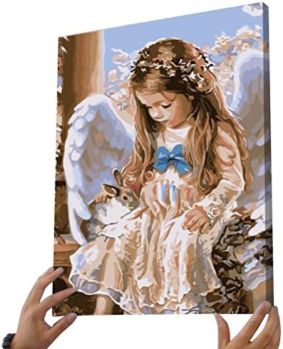 CNToWorld Digital DIY Oil Painting Paint By Numbers-Angel Girl and Cute Rabbit