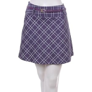 Buy A-Line Plaid Short Skirt with Matching Patent Belt (Choose Black or Purple) - Clearance Sale ! by Sakas Skirts