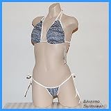 Sexy Brazilian Thong Bikini (Looped Blue/Gray) DD Cup