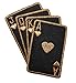 ID #8611 Black Gold Four Card Royal Flush Poker Card Hand Iron On Applique Patch