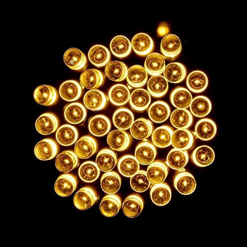 GBSELL 10M 100 LED Solar Lamps String Christmas Wreaths Wedding Party Decoration Light (Yellow)