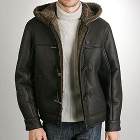 BGSD Mens Hooded Sheepskin Shearling Jacket