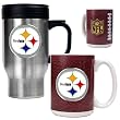 Pittsburgh Steelers 16oz Travel Mug & 15oz Gameball Ceramic Mug Set - Primary logo NFL Football