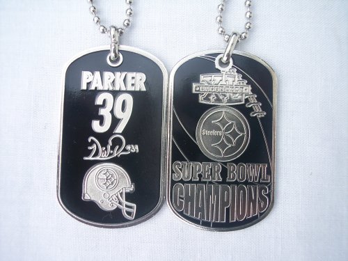 RARE WILLIE PARKER PITTSBURGH STEELERS SUPER BOWL XL (40) CHAMPION BLATINUM DOGTAG NECKLACE AUTOGRAPHED