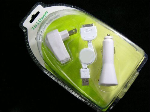 USB CABLE+CAR+WALL CHARGER FOR IPOD NANO VIDEO CLASSIC