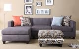 2pc Sectional Sofa with Reversible Chaise in Charcoal Microfiber