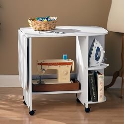 SEI Laminate Wheeled Sewing Table, White