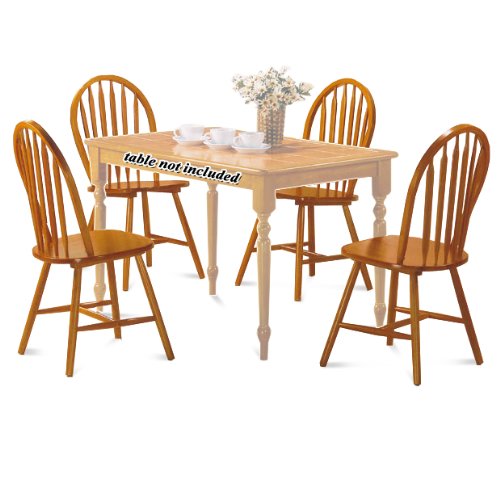 4 Oak Finish Arrow Back Dining Chairs