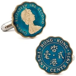 Hong Kong Queen Elizabeth II Twenty Cent Coin Cufflinks