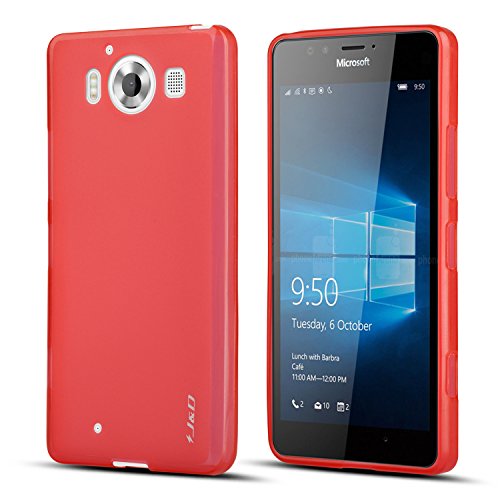 Lumia 950 Case, J&D [Drop Protection] Microsoft Lumia 950 Case [Slim Cushion] Shock Resistant Protective Premium Jelly Case Slim Case for Lumia 950 (Red)
