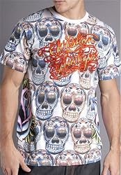 Designer of Ed Hardy, Christian Audigier "Sugar" Mens Tee - Winter White