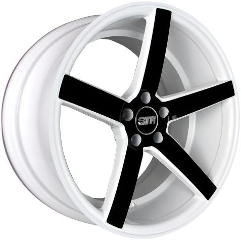 20X9/10.5 STR607 WHITE + BLACK SPOKES WHEELS 5X114.3 RIMS FITS CUSTOM BOLT PATTERNS