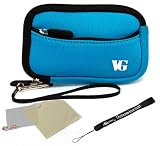 Cheap  Baby Blue - Black Trim Slim Protective Soft Neoprene Cover Carrying Case Sleeve with Extra Pocket for Casio EXILIM Card EX-S200 EX-FH100 EX-G1 EX-H30 EX-Z16 EX-ZR10 EX-ZR100 EX-ZS5 EX-ZS10 Point and Shoot Digital Camera + Includes a anti glare screen protector, will protect from any small scratches and dirt.