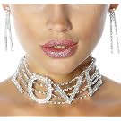 Traumhaftes Collier aus Strasssteinen mit passenden Ohrringen (Clipverschluss), nickelfrei