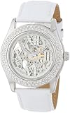 Burgmeister Ravenna Ladies Automatic Skeleton Watch BM140-106 With Swarovski Crystals And White Leather Strap