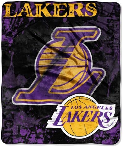 Los Angeles Lakers 50"x60" Royal Plush Raschel Throw Blanket - Drop Down Design--(Package of 2)