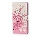 Yakamoz PU Leather Pink Sakura Wallet Folio Case Cover with Credit Card Slots for Samsung Galaxy Ace 4 G313h with Free Screen Protector & Stylus Pen