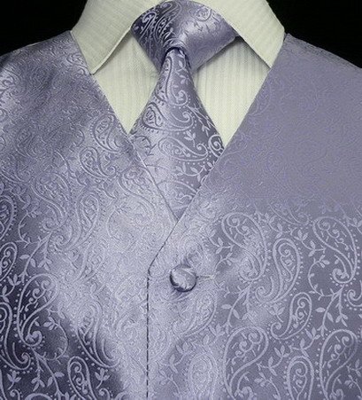 TheDapperTie Tuxedo silk Vest Set: lavender color 31CVS (Size: M)
