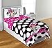 Disney Minnie Mouse Twin or Full Black & Pink Polka dot Comforter Bedspread