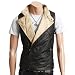 DOUBLJU Mens Casual Rider Coloration Faux leather Vest Jacket(VJ07)-BLACK-Asian-L