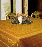 Table cloth 70-inch Jacquard Linen Cotton, Ritz in Burgundy-Gold