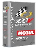 Motul 000725 Competition 300V 15W-50 Double Ester Technology 100 Percent Synthetic Racing Lubricant for Racing Cars – 2 Liter