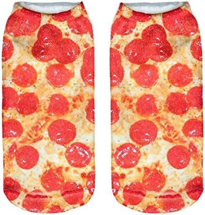 3D Print Pizza Socks Women Casual Socks Unisex Low Cut Ankle Socks
