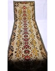 Single Detail Page Misc: Large Vintage Old Italian Gold Brocade Doily Doiley Rug Table Runner Area Carpet - gojantina