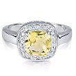 FOJO's Diamonds in Silver Genuine Citrine Cushion Cut Ring (.10 ct. tw.)