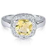 FOJO's Diamonds in Silver Genuine Citrine Cushion Cut Ring (.10 ct. tw.)