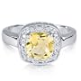FOJO's Diamonds in Silver Genuine Citrine Cushion Cut Ring (.10 ct. tw.) - 6
