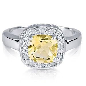 FOJO's Diamonds in Silver Genuine Citrine Cushion Cut Ring (.10 ct. tw.)