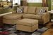 3 pcs Sectional Sofa Set with Ottoman and Accent Pillows in Hazelnut