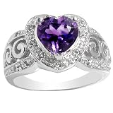 1.7ct Genuine Natural Amethyst Gemstone and Diamond 10k White Gold Ring