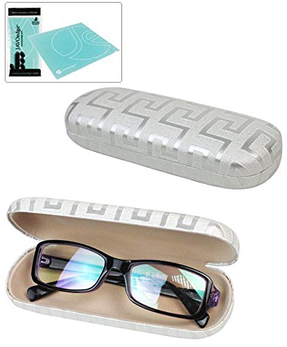 JAVOedge Maze Grid Print Soft Lined Eyeglass Case with Soft Lined Interior and Bonus Mircofiber Cleaning Cloth