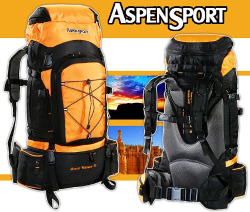 ASENSPORT Sac  dos de trekking 70 litres noir/orange