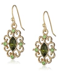 1928 Jewelry Gold-Tone Crystal Navette Drop Earrings