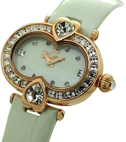 Gallucci Ladies Classic Quartz Wrist Watch with Heart Shape, Stainless Steel Case, Crystal Show on The case